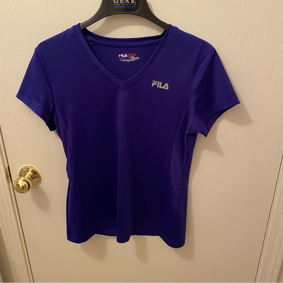 Fila Sport Royal Blue Athletic Short Sleeve V-Neck Tee Size Large - Picture 1 of 7